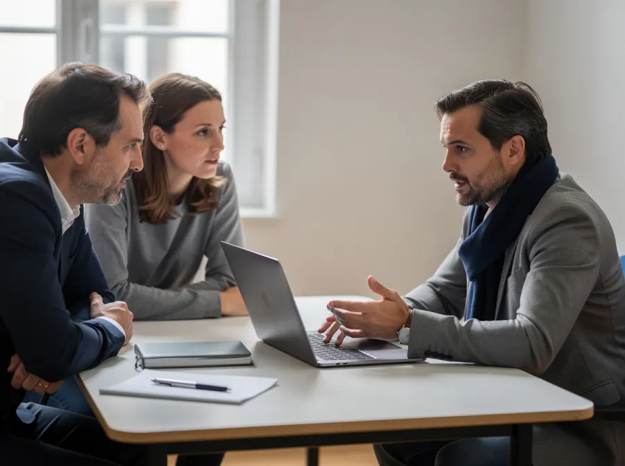 Consultant indépendant présentant une analyse à ses clients