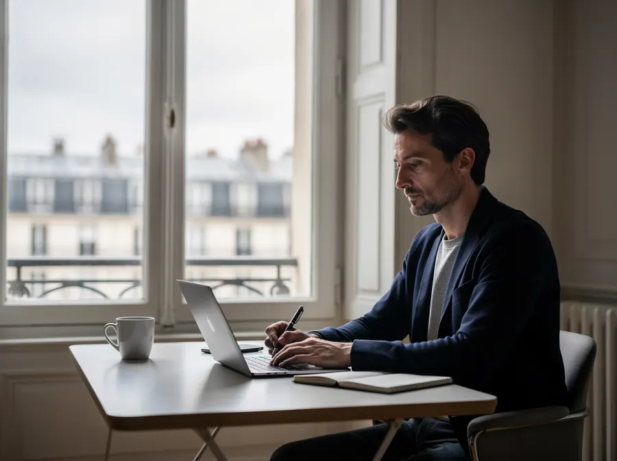 Consultant indépendant travaillant à son bureau