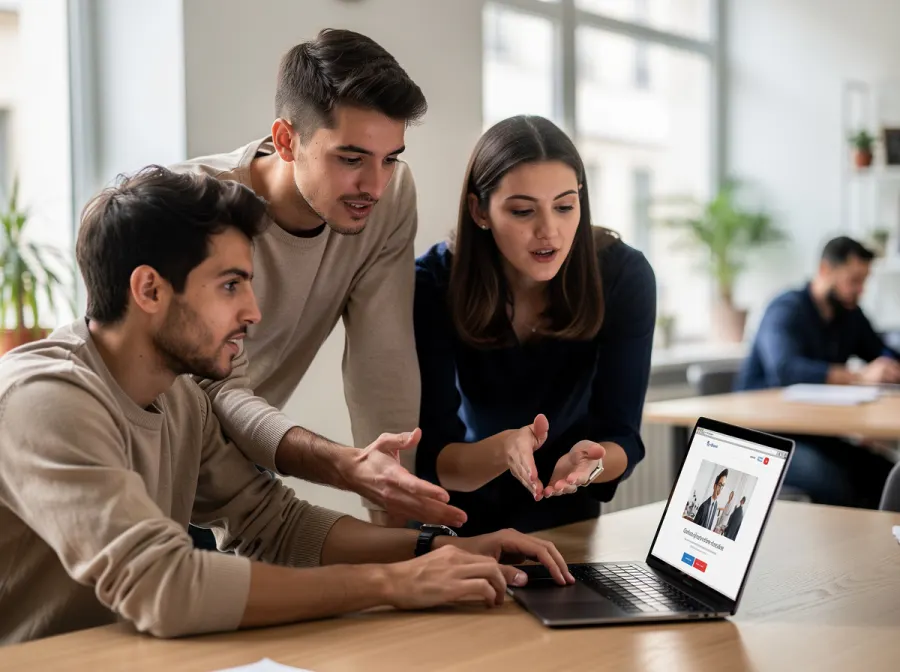 Équipe numérique travaillant sur un projet de site