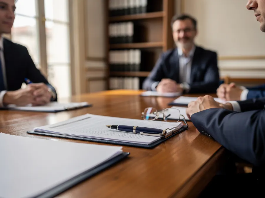 Table de rendez-vous dans une étude notariale