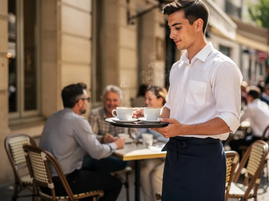 Serveur en terrasse de bistrot